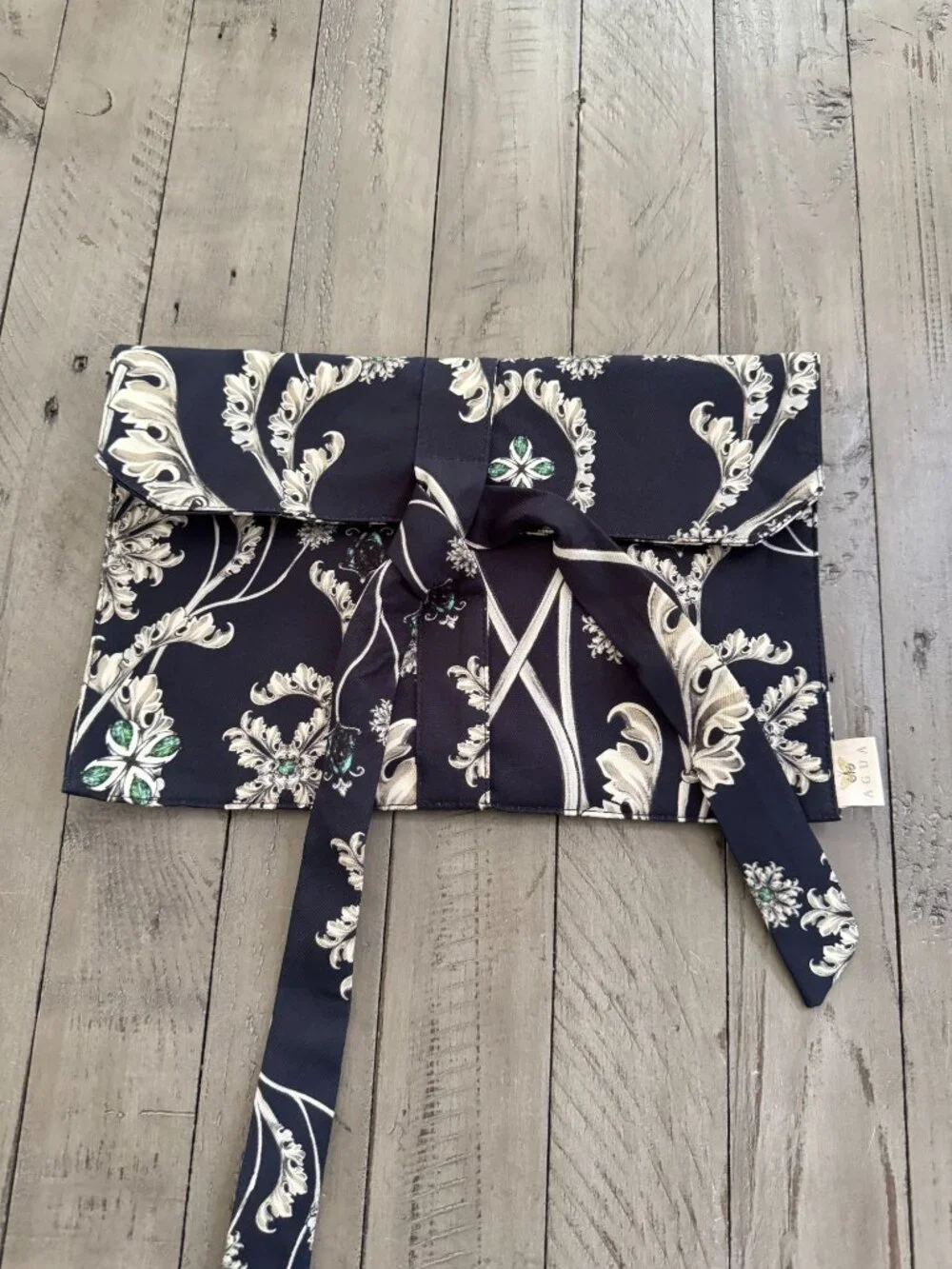 Agua by Agua Bendita Lily of the Valley Pouch Bag Black Floral